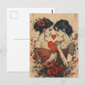 Carte Postale La Saint Valentin des Femmes Couple (Devant / Derrière)
