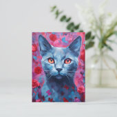 Carte Postale La Saint Valentin du chat bleu russe (Debout devant)