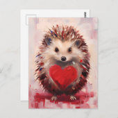 Carte Postale la Saint-Valentin du hérisson (Devant / Derrière)