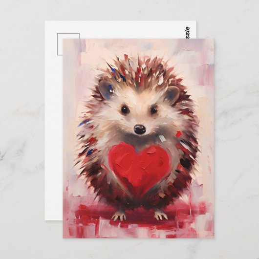 Carte Postale la Saint-Valentin du hérisson (Devant / Derrière)