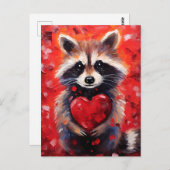 Carte Postale La Saint-Valentin du raton laveur (Devant / Derrière)