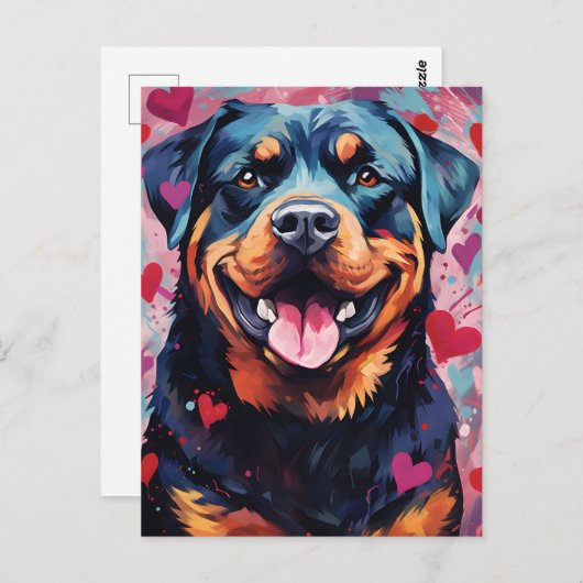 Carte Postale la Saint-Valentin Rottweiler (Devant / Derrière)
