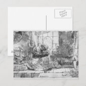 Carte Postale La Sainte Famille avec un chat, 1654 (Devant / Derrière)