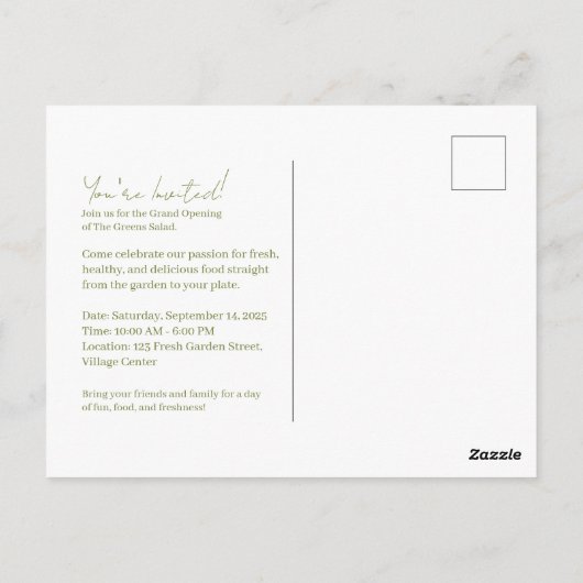 Carte Postale La salade des Verts (Dos)