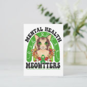 Carte Postale La santé mentale Meowtters Kitty drôle arc-en-ciel (Debout devant)