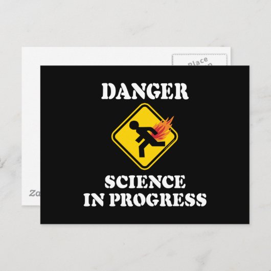 Carte Postale La science en danger en cours - Flamme Humour de p (Devant / Derrière)