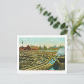 Carte Postale La scierie et le barrage, rivière remplie de (Debout devant)