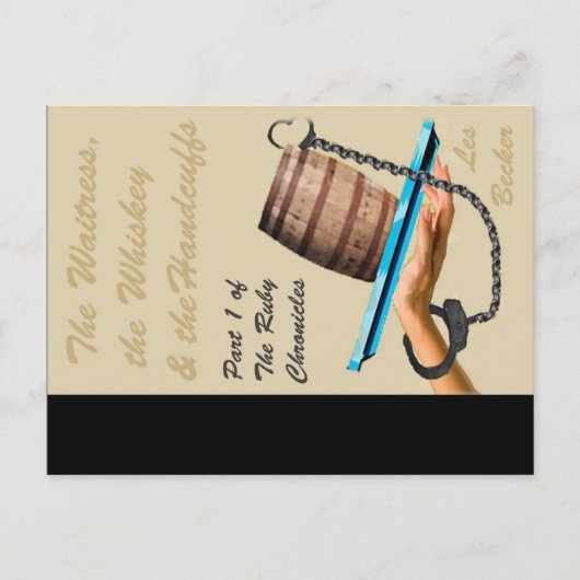 Carte Postale "La serveuse, le Whiskey & les menottes" (Devant)