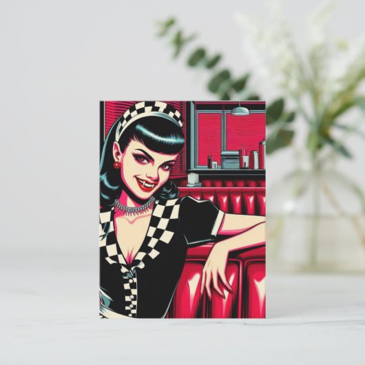 Carte Postale La serveuse vampire au Retro Diner (Debout devant)