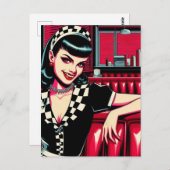 Carte Postale La serveuse vampire au Retro Diner (Devant / Derrière)