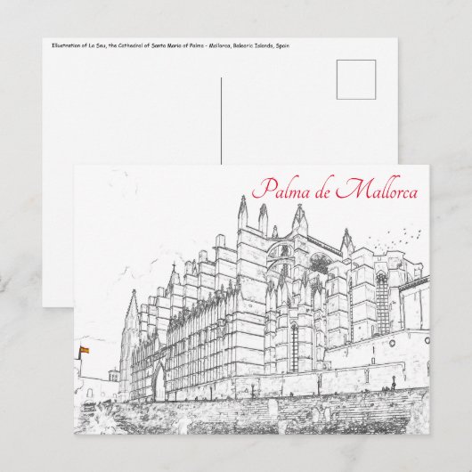 Carte Postale La Seu, Cathédrale de Palma de Majorque - Espagne (Devant / Derrière)