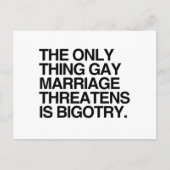 CARTE POSTALE LA SEULE CHOSE QUI MENACE LE MARIAGE HOMOSEXUEL ES (Devant)