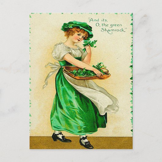 Carte Postale La Shamrock verte Vintage Saint Patrick (Devant)