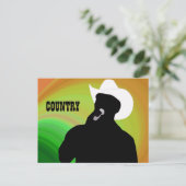 Carte Postale La silhouette du chanteur country, dos jaune vert (Debout devant)