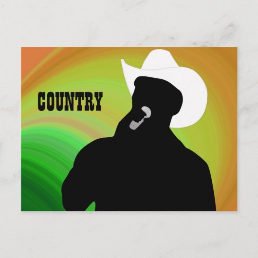 Carte Postale La silhouette du chanteur country, dos jaune vert (Devant)
