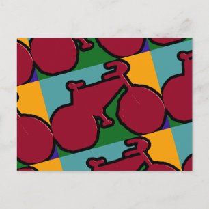 Carte Postale la silhouette du vélo pop rouge