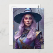 Carte Postale La Sorcière Aux Cheveux Violets (Devant / Derrière)
