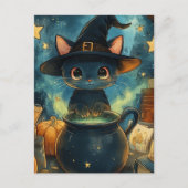 Carte Postale La sorcière de chat noir (Devant)