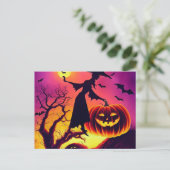 Carte Postale La sorcière d'Halloween danse avec la citrouille a (Debout devant)