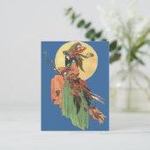 Carte Postale La sorcière d'Halloween passe au clair de lune (Debout devant)