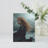 Carte Postale La sorcière et son chat (Debout devant)