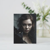 Carte Postale La sorcière et son chat noir (Debout devant)