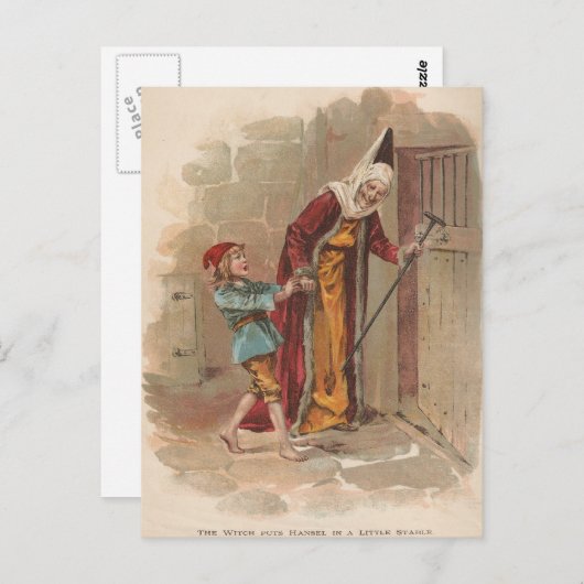 Carte Postale La Sorcière met Hansel dans la stabilité (Devant / Derrière)