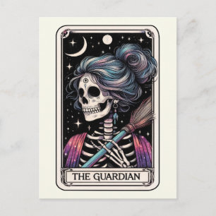 Carte Postale La sorcière squelette au balai de tarot The Guardi
