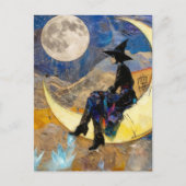 Carte Postale La Sorcière sur la Lune devant la lune Collage (Devant)
