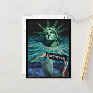 Carte Postale La Statue de la Liberté fond Collage surréaliste