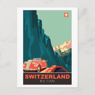 Carte Postale La Suisse en voiture