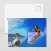 CARTE POSTALE LA SURFEUSE S'ÉCHAPPE (Devant / Derrière)