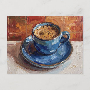 Carte Postale "La tasse bleue" Une tasse et une soucoupe en cér