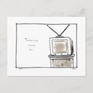 Carte Postale La télévision me fait peur vieux tv amusant art or