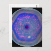 Carte Postale La tempête hexagonale de Saturne (Devant / Derrière)