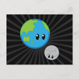Carte Postale La Terre aime la lune mignonne