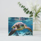 Carte Postale La tortue de mer dans l'océan (Debout devant)