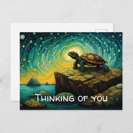 Carte Postale La tortue solitaire pense à toi (Devant / Derrière)