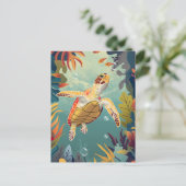 Carte Postale La Tortue Verte Nage L'Océan Pacifique (Debout devant)