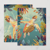 Carte Postale La Tortue Verte Nage L'Océan Pacifique (Devant / Derrière)