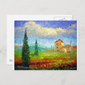 Carte Postale La Toscane HIlside avec des pavots (Devant / Derrière)