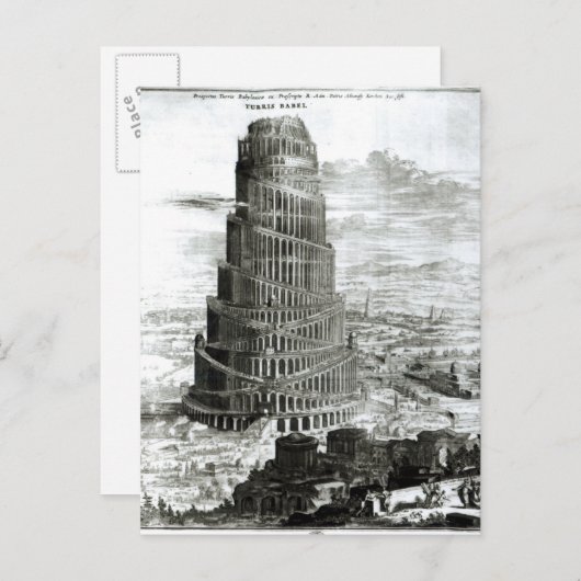 Carte Postale La Tour de Babel, 1679 (Devant / Derrière)