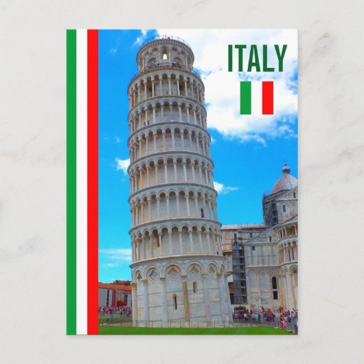 Carte Postale La Tour De Pise Et Le Drapeau Italien (Devant)