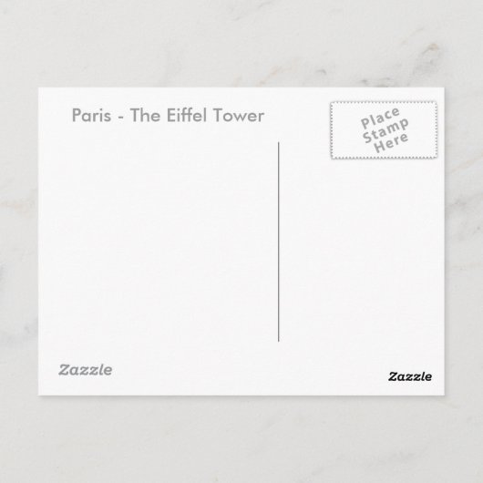 Carte Postale La Tour Eiffel (Dos)