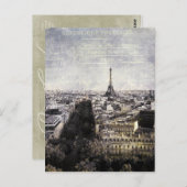 Carte Postale la tour eiffel (Devant / Derrière)