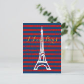 Carte Postale la tour Eiffel, rayures & amour (Debout devant)
