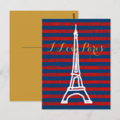 Carte Postale la tour Eiffel, rayures & amour (Devant / Derrière)
