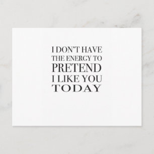 Carte Postale La typographie sarcastique "Je n'ai pas l'énergie.