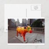 Carte Postale La vache de Chicago sur la parade (Devant / Derrière)