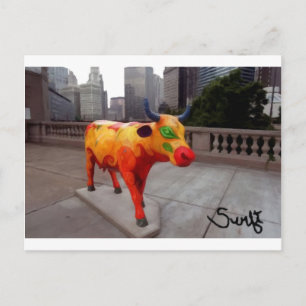 Carte Postale La vache de Chicago sur la parade